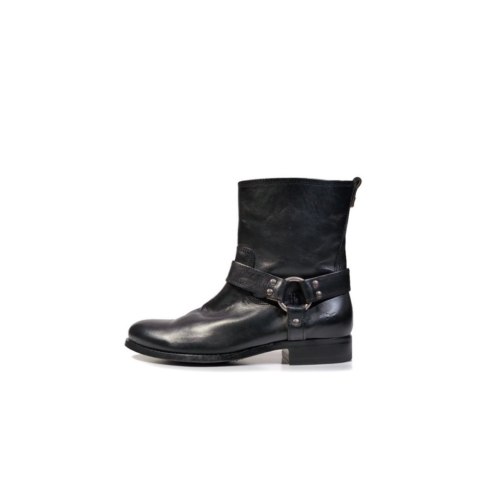 FRYE Boots 6.5 Black Leather Chelsea O Ring Harness Boots *PRIMO* Size 6.5